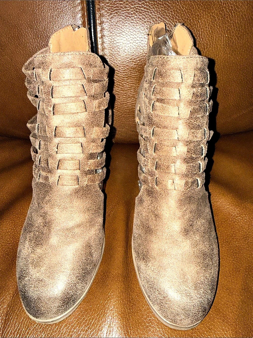 Cutout Ankle Booties Brown US 9 Like New